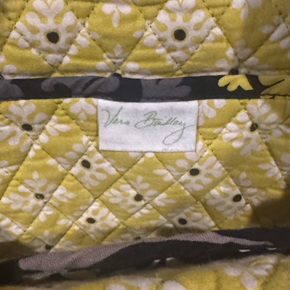 Vera Bradley | Quilted Cotton | Tote Bag Black | Gray & Yellow Floral | Purse - Picture 2 of 2